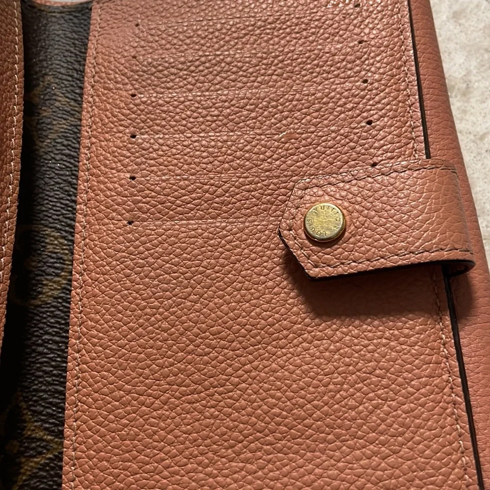 Louis Vuitton Brown Monogram Canvas and Rose Brown Leather Wallet